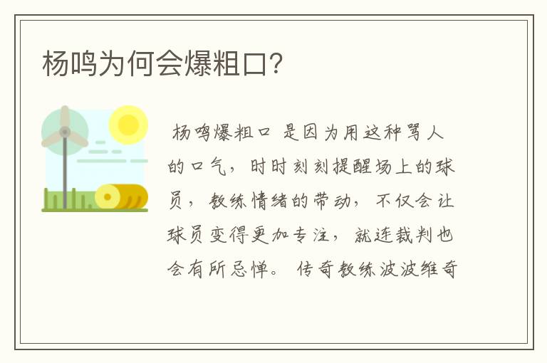 杨鸣为何会爆粗口?