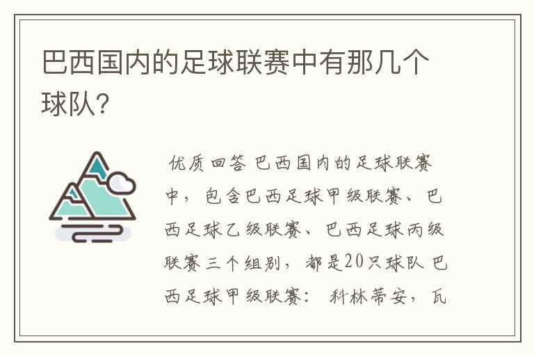 巴西国内的足球联赛中有那几个球队?