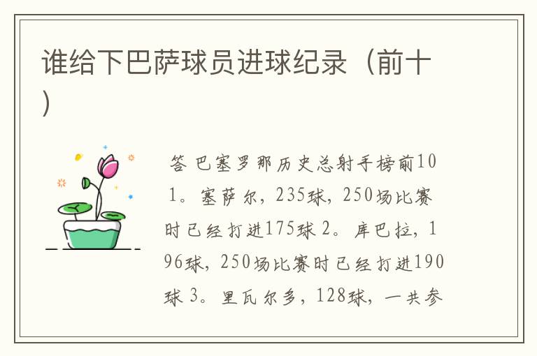 谁给下巴萨球员进球纪录(前十)