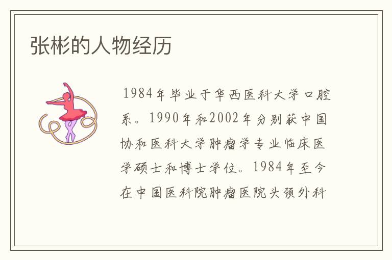 张彬的人物经历