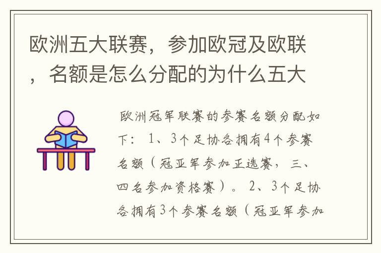 欧洲五大联赛,参加欧冠及欧联,名额是怎么分配的为什么五大联赛只有法甲