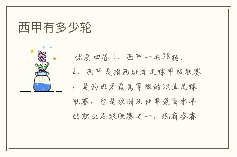 西甲有多少轮