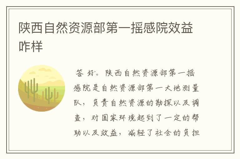 陕西自然资源部第一摇感院效益咋样