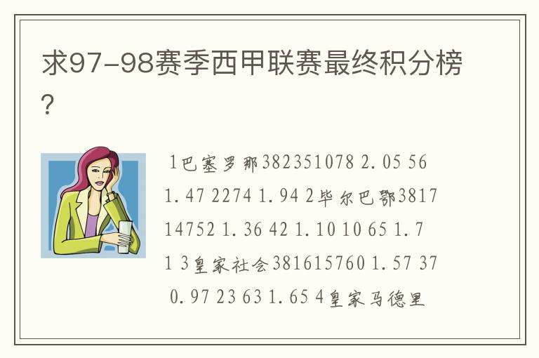 求97-98赛季西甲联赛最终积分榜?