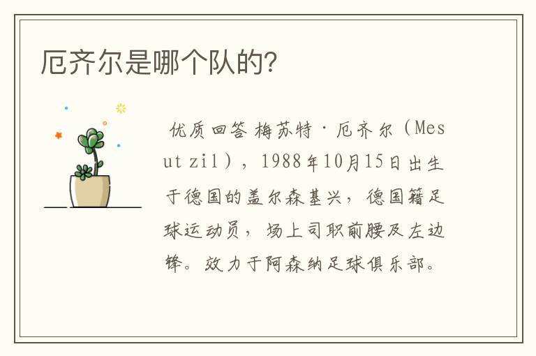 厄齐尔是哪个队的?