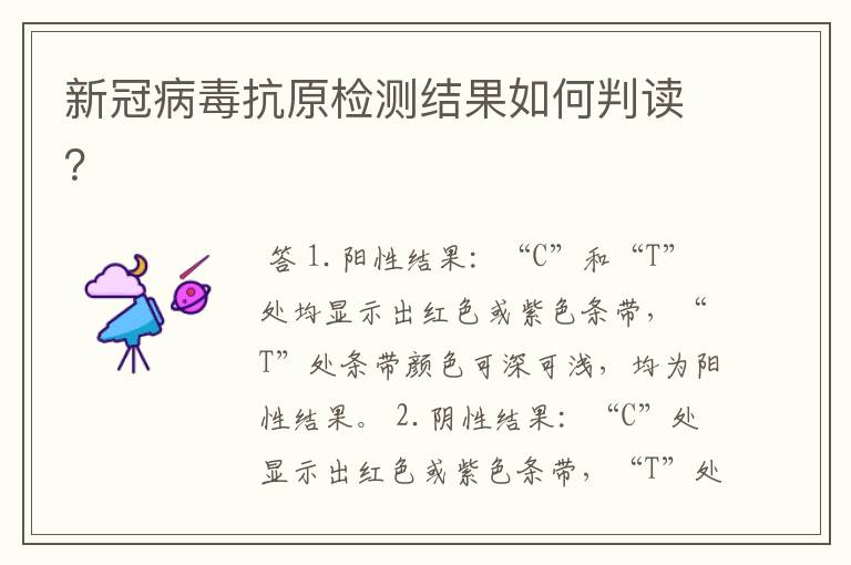 新冠病毒抗原检测结果如何判读?