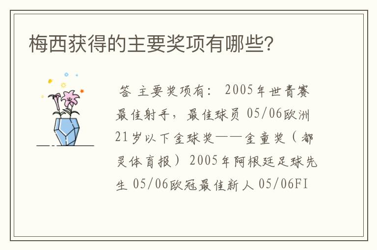 梅西获得的主要奖项有哪些?