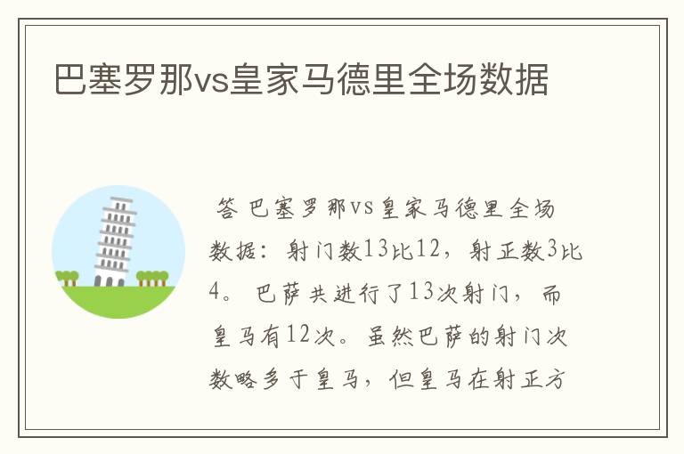 巴塞罗那vs皇家马德里全场数据