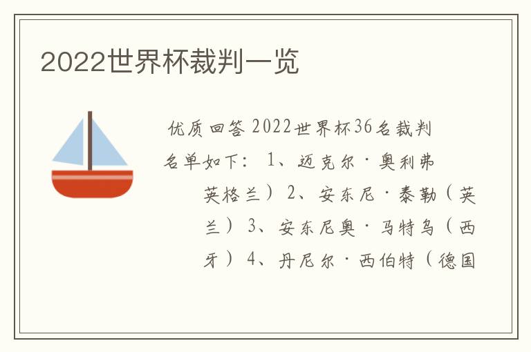 2022世界杯裁判一览
