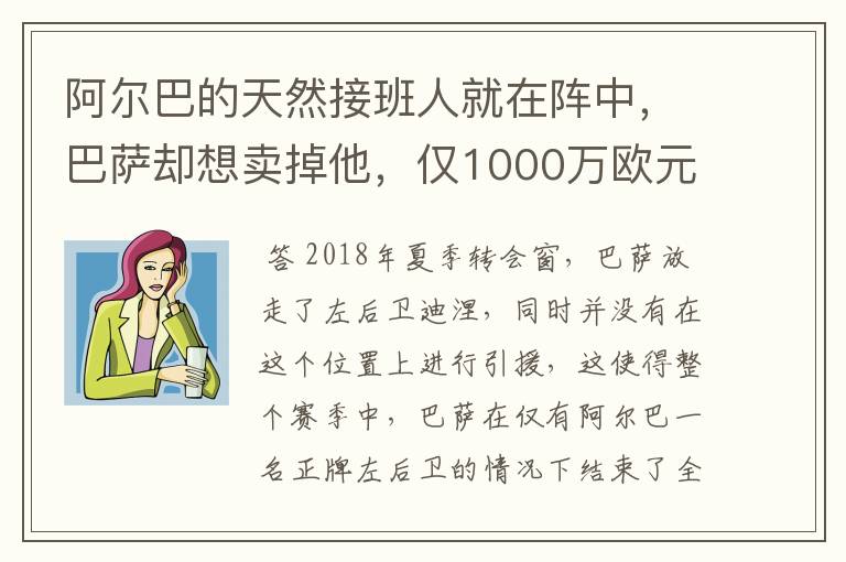 阿尔巴的天然接班人就在阵中,巴萨却想卖掉他,仅1000万欧元