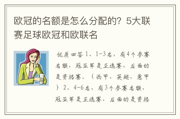 欧冠的名额是怎么分配的?5大联赛足球欧冠和欧联名