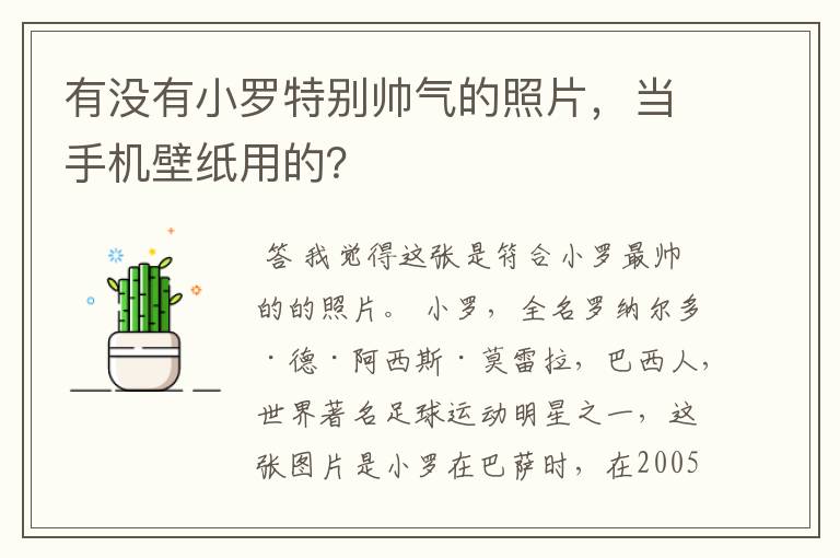 有没有小罗特别帅气的照片,当手机壁纸用的?
