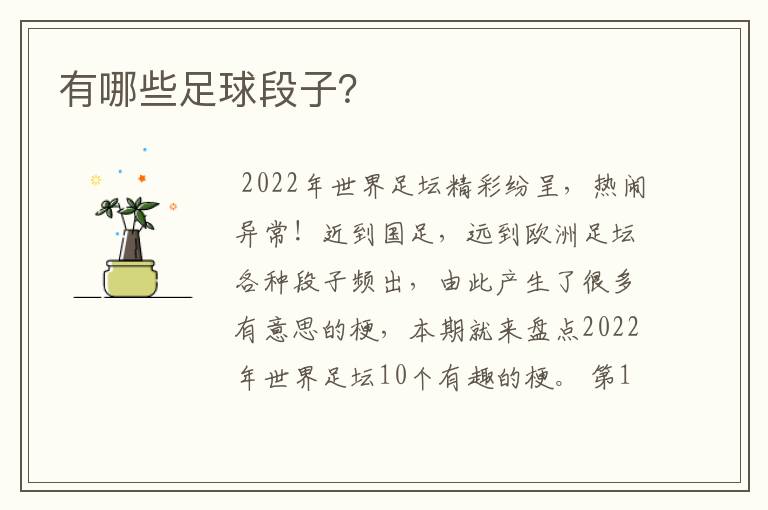 有哪些足球段子?