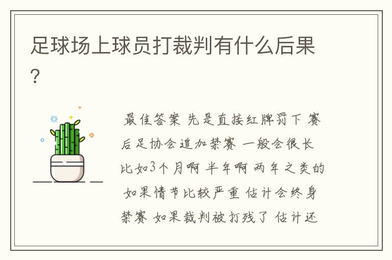 足球场上球员打裁判有什么后果?