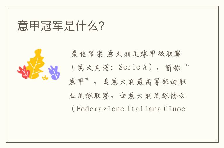 意甲冠军是什么?