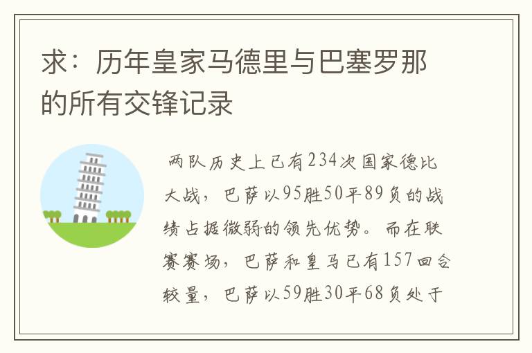 求:历年皇家马德里与巴塞罗那的所有交锋记录