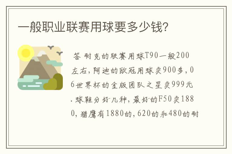 一般职业联赛用球要多少钱?