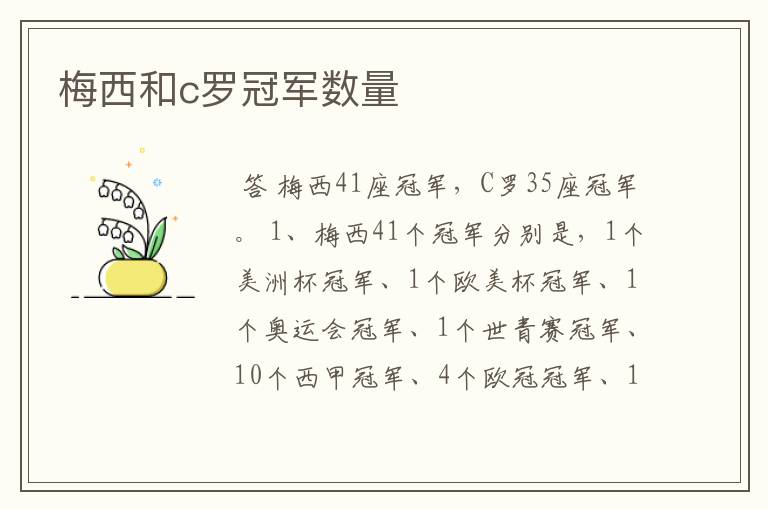 梅西和c罗冠军数量