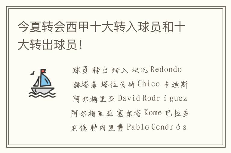 今夏转会西甲十大转入球员和十大转出球员!