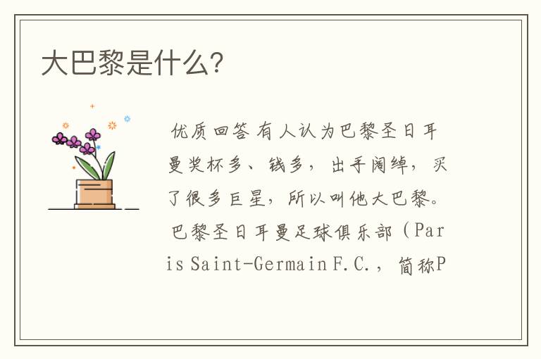 大巴黎是什么?