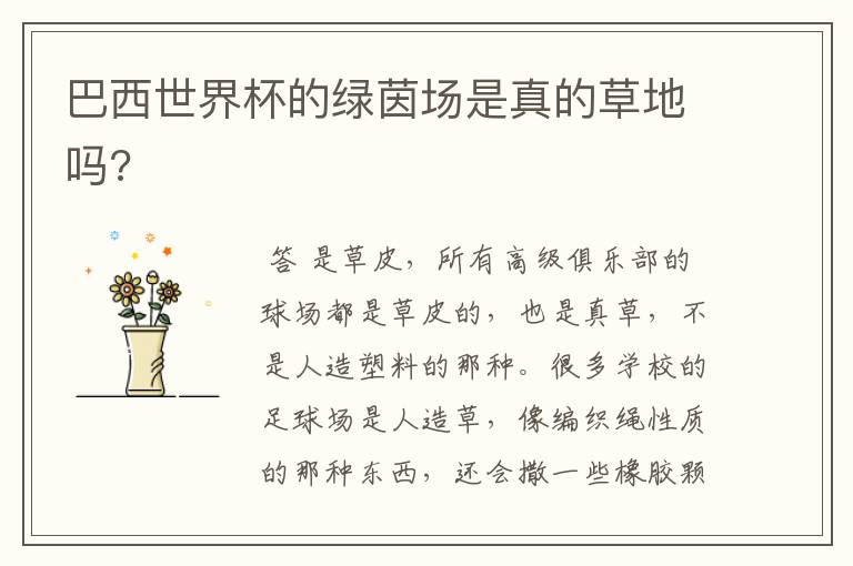 巴西世界杯的绿茵场是真的草地吗?