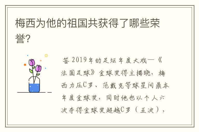 梅西为他的祖国共获得了哪些荣誉?