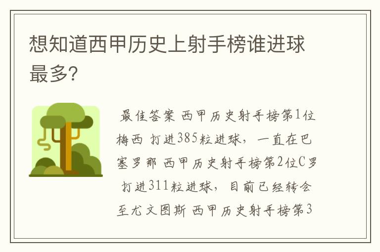 想知道西甲历史上射手榜谁进球最多?
