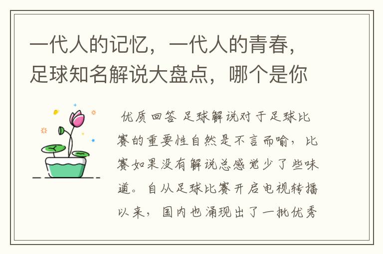 一代人的记忆,一代人的青春,足球知名解说大盘点,哪个是你最爱