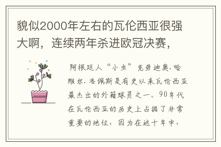 貌似2000年左右的瓦伦西亚很强大啊,连续两年杀进欧冠决赛,都有些什么人