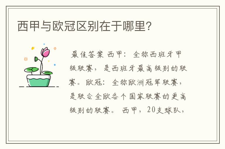 西甲与欧冠区别在于哪里?