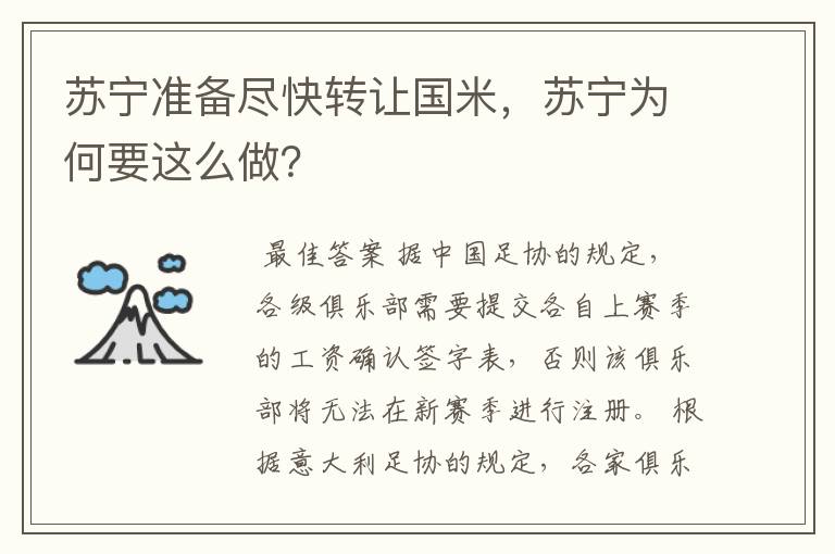 苏宁准备尽快转让国米,苏宁为何要这么做?