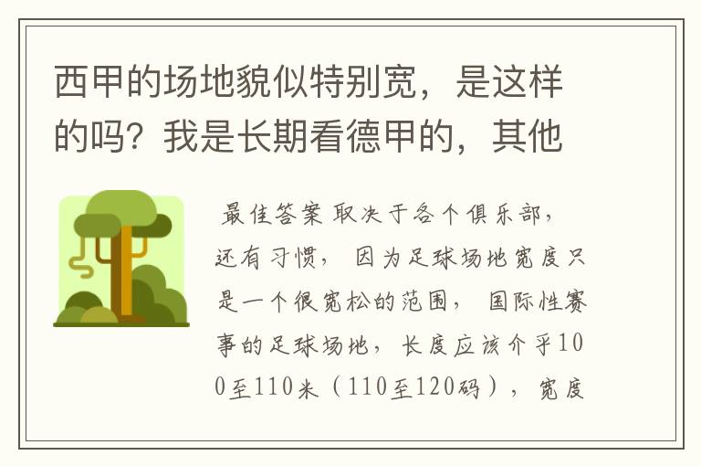 西甲的场地貌似特别宽,是这样的吗?我是长期看德甲的,其他联赛不清楚。