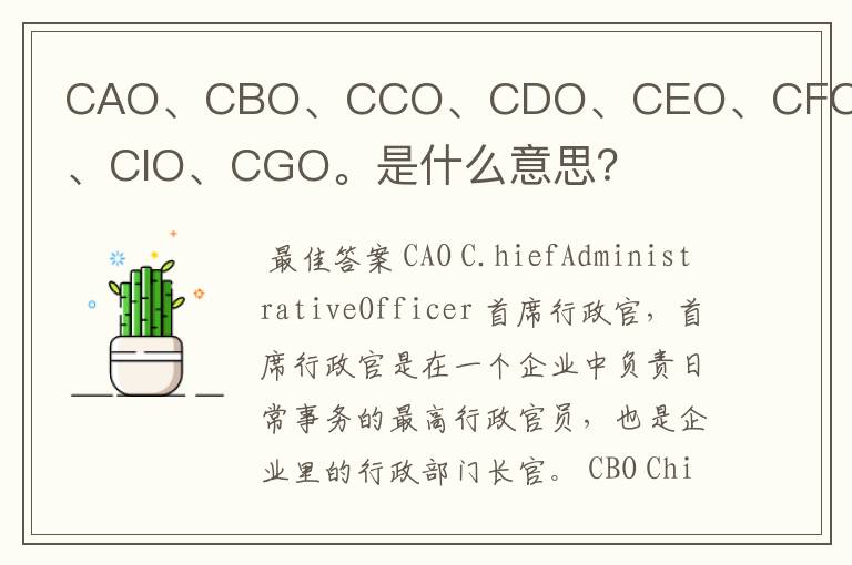 CAO、CBO、CCO、CDO、CEO、CFO、CIO、CGO。是什么意思?