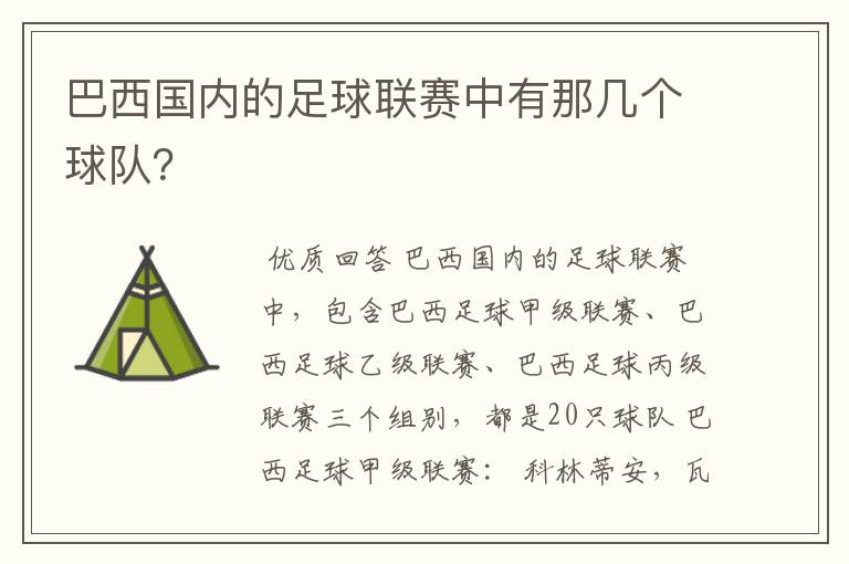 巴西国内的足球联赛中有那几个球队?