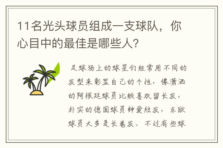 11名光头球员组成一支球队,你心目中的最佳是哪些人?