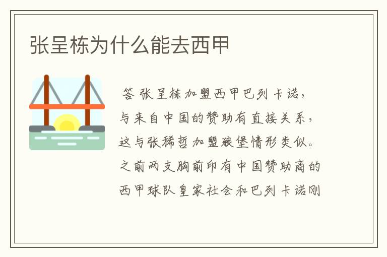 张呈栋为什么能去西甲