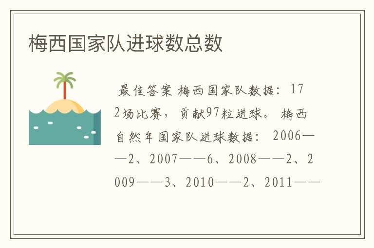 梅西国家队进球数总数