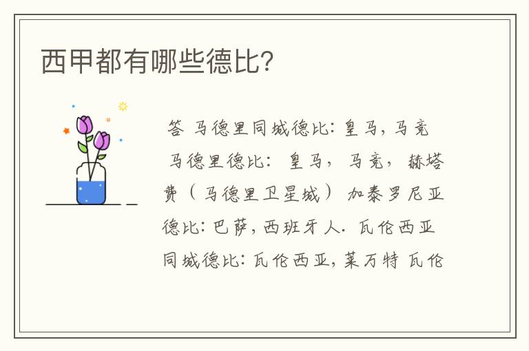 西甲都有哪些德比?
