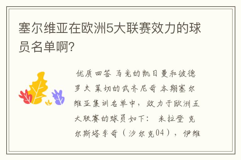 塞尔维亚在欧洲5大联赛效力的球员名单啊?