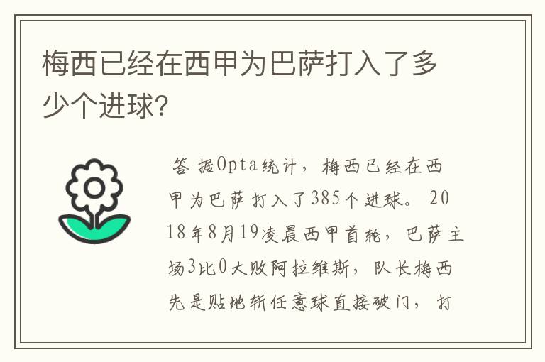 梅西已经在西甲为巴萨打入了多少个进球?