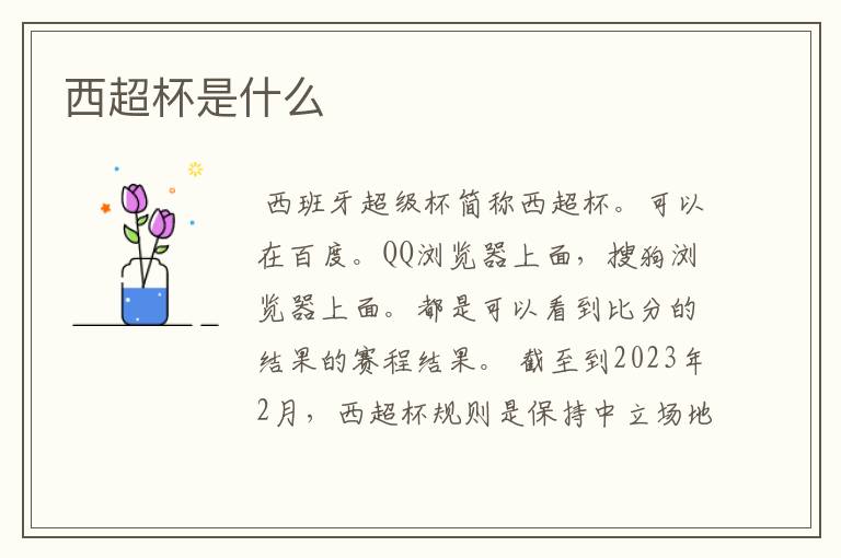 西超杯是什么