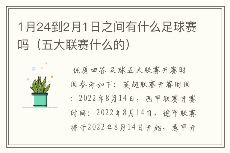 1月24到2月1日之间有什么足球赛吗(五大联赛什么的)