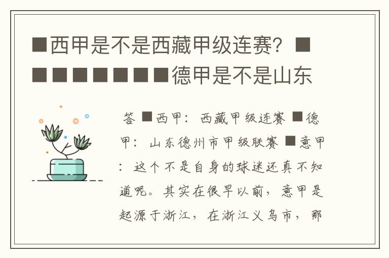 ■西甲是不是西藏甲级连赛?■■■■■■■■德甲是不是山东德州市甲级联赛?