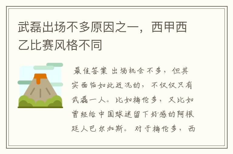 武磊出场不多原因之一,西甲西乙比赛风格不同
