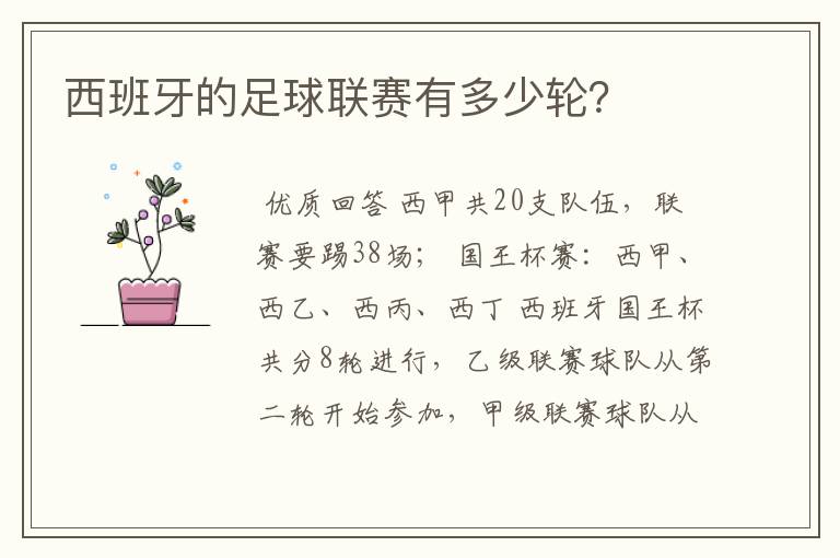 西班牙的足球联赛有多少轮?