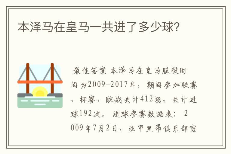 本泽马在皇马一共进了多少球?