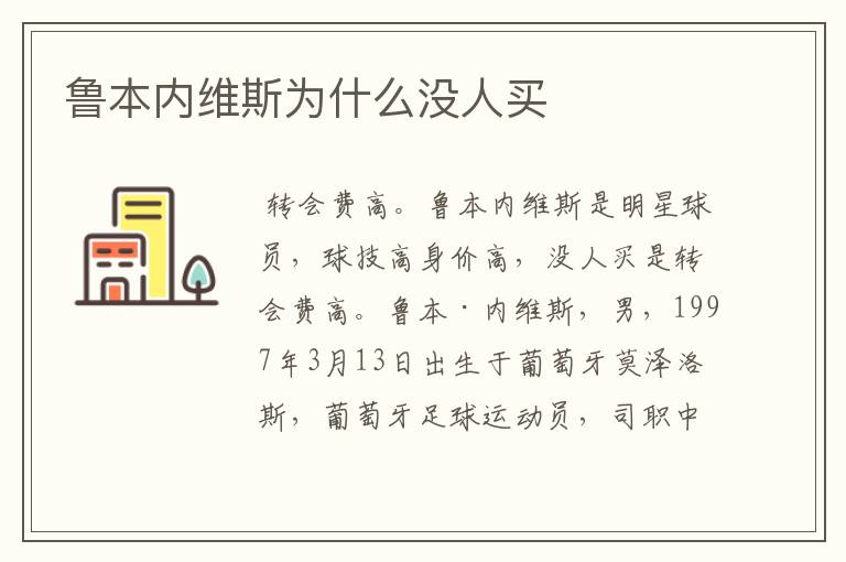 鲁本内维斯为什么没人买