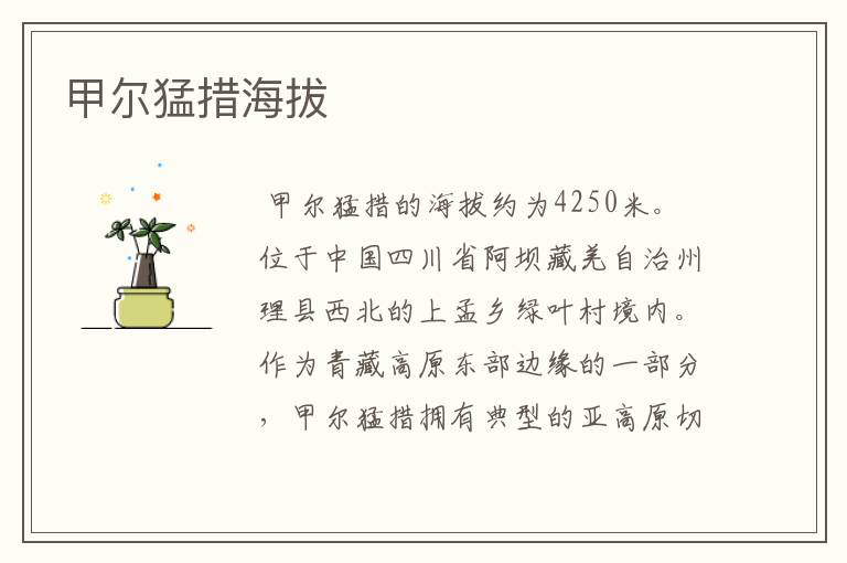 甲尔猛措海拔