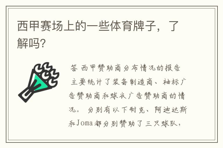 西甲赛场上的一些体育牌子,了解吗?