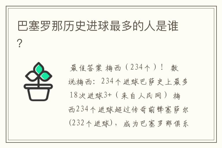 巴塞罗那历史进球最多的人是谁?